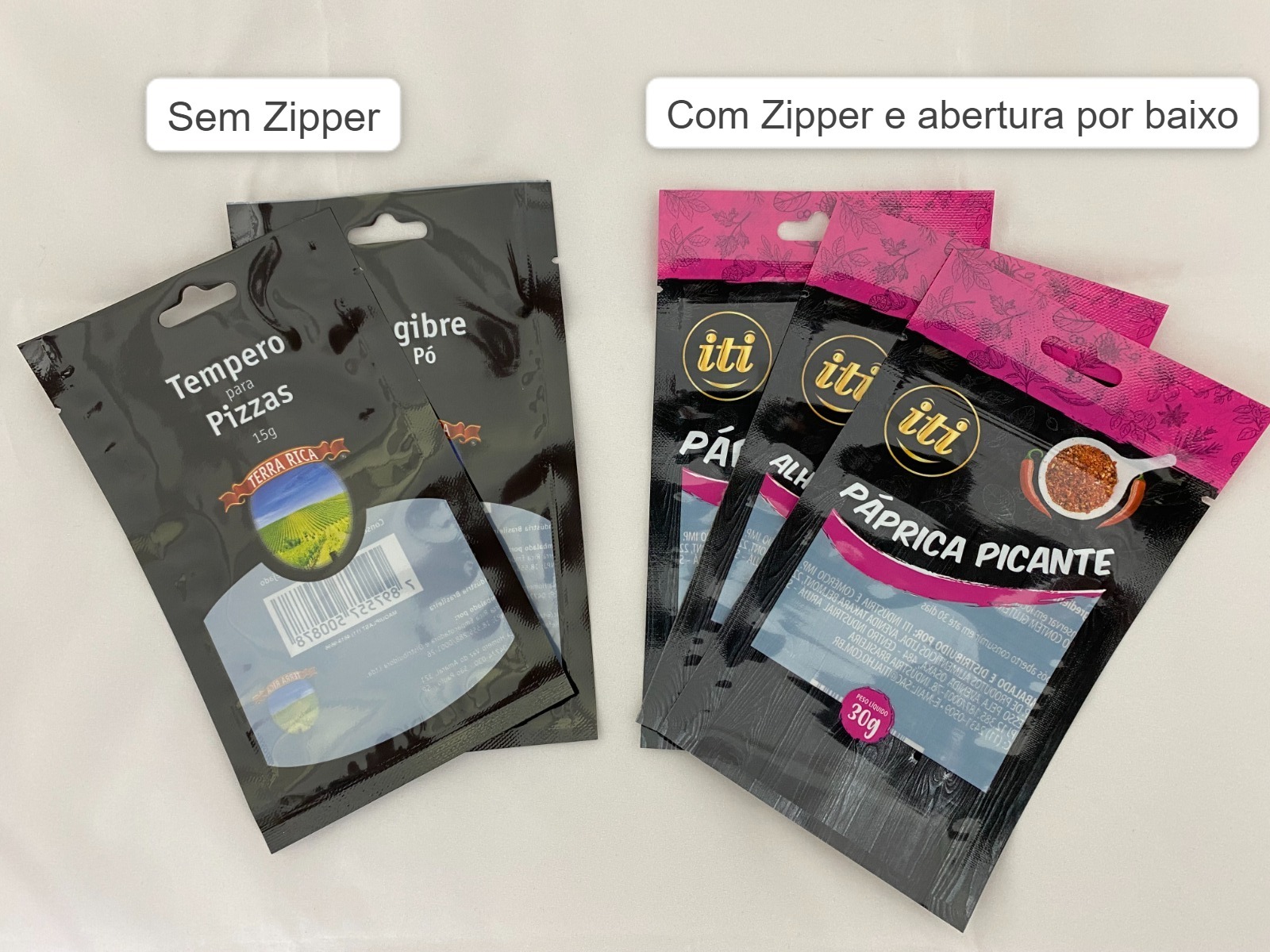 embalagem plastica flexivel com ziper para temperos e condimentos